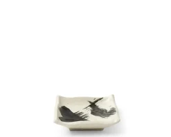 Black & White Brush Sauce Dish