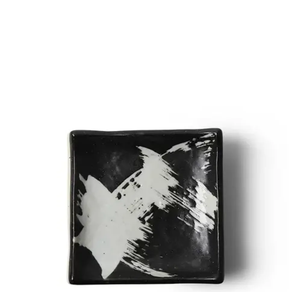 Black & White Brush Small Plate