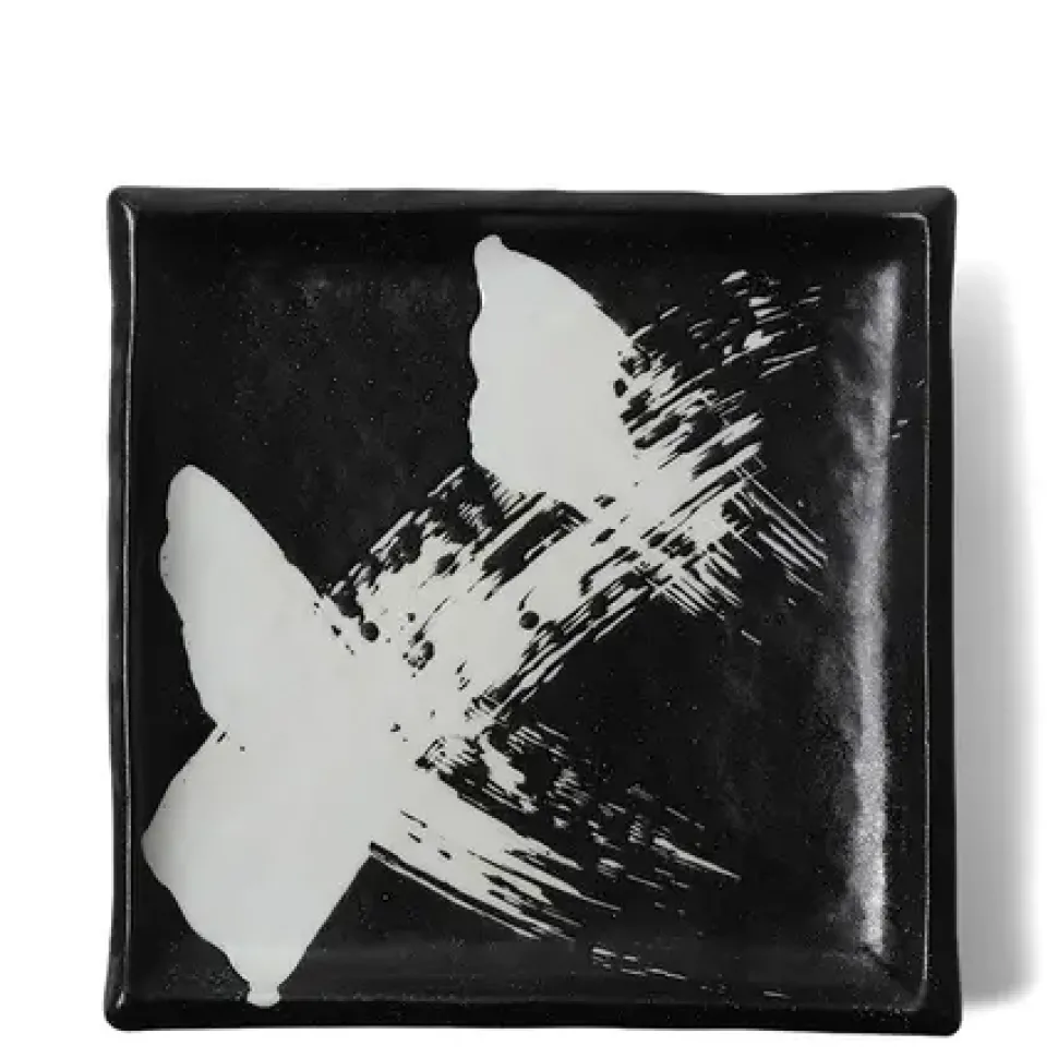 Black & White Brush Square Plate