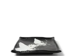 Black & White Brush Square Plate