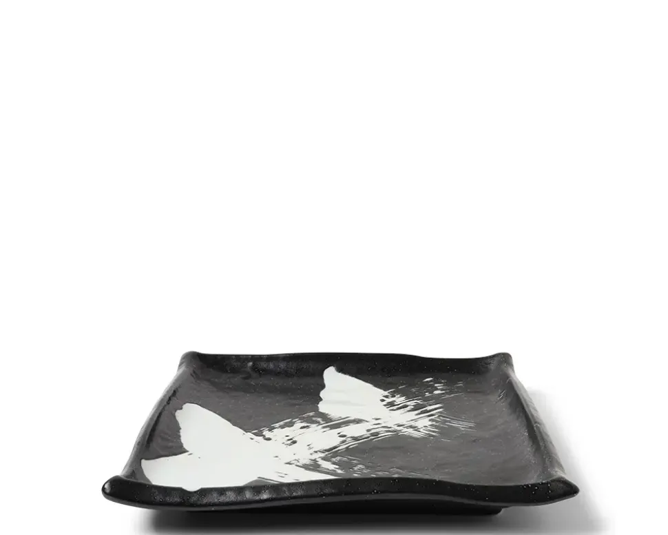Black & White Brush Square Plate
