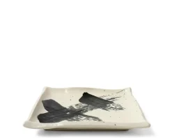 Black & White Brush Square Plate