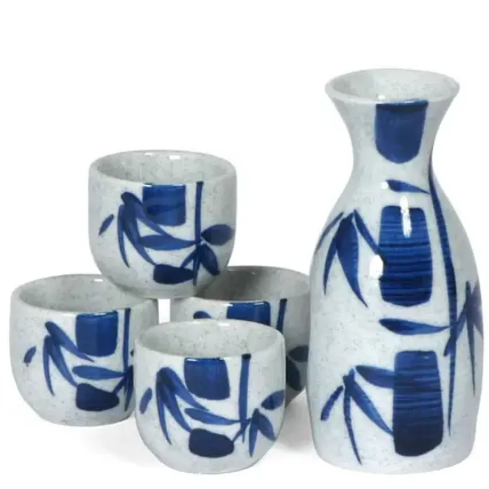 Blue Bamboo Sake Set