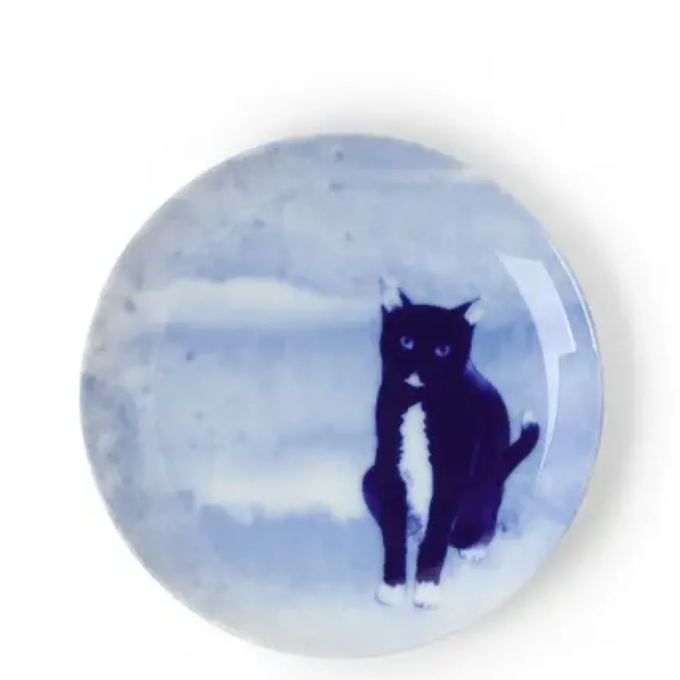 Blue Cat Sitting Plate