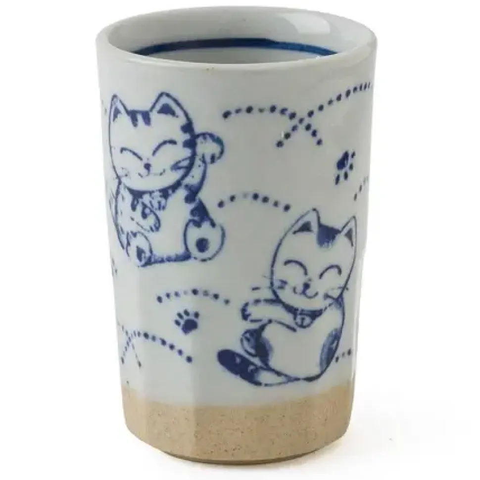 Blue Fortune Cat Cup 9 Oz