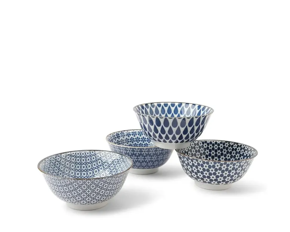 Blue & White 5.75" Bowl Set/4