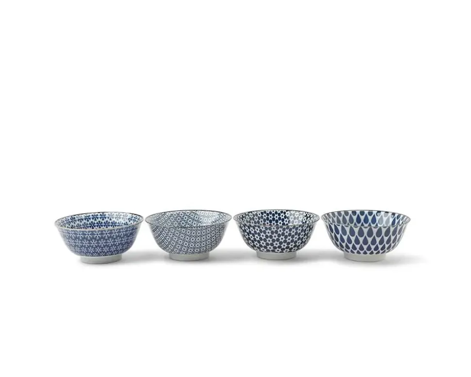 Blue & White 5.75" Bowl Set/4