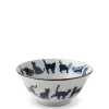 Blue & White Cat Parade 5.75" Bowl