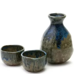 Brown & Blue Glaze Sake Set