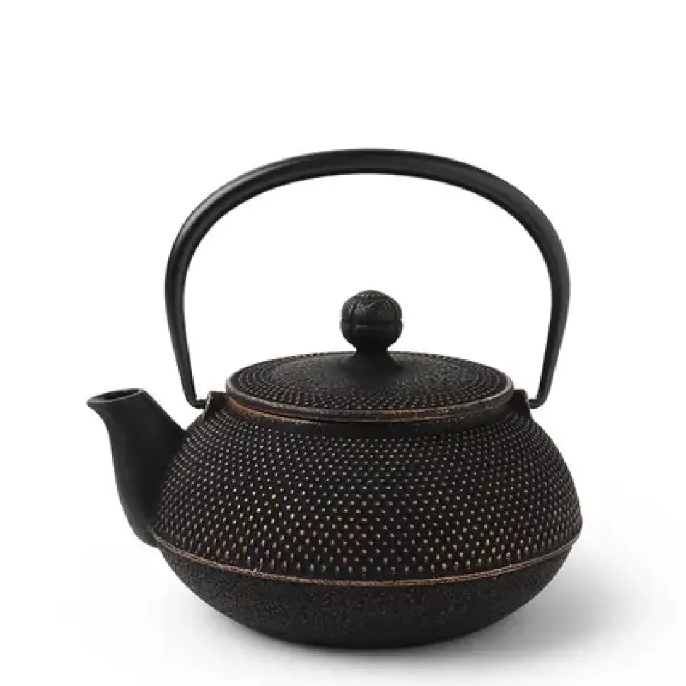 Cast Iron Gold/Black Hobnail Teapot 0.65L