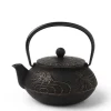 Cast Iron Teapot Black Goldfish