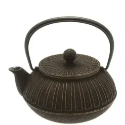 Cast Iron Teapot Gold Black Chrysanthemum