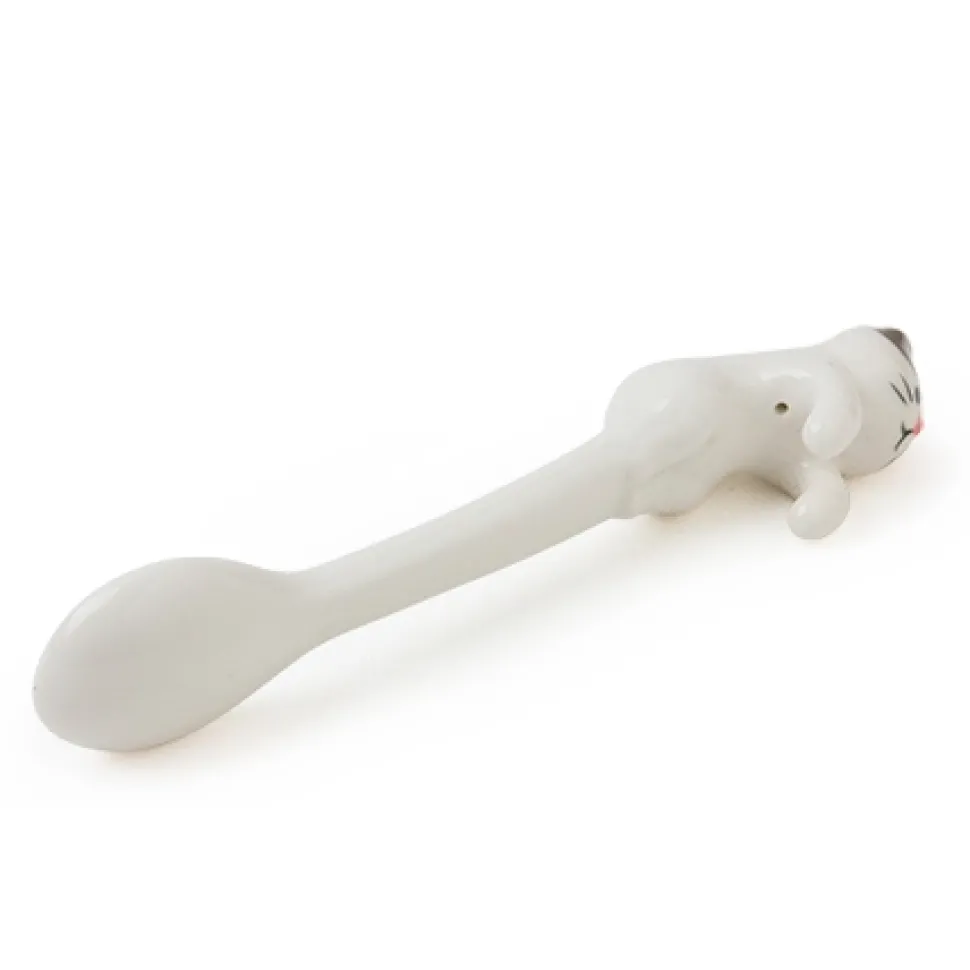 Cat Hanging Spoon - White