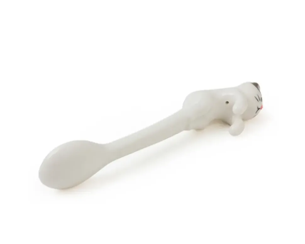 Cat Hanging Spoon - White
