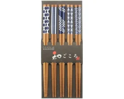 Chopsticks Set Bamboo Waka Blue/White