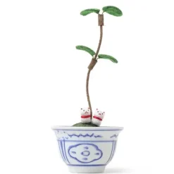 Figurine Potted Plant Fortune Cats