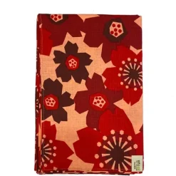 Furoshiki Pattern Flowers Red 42" Sq.