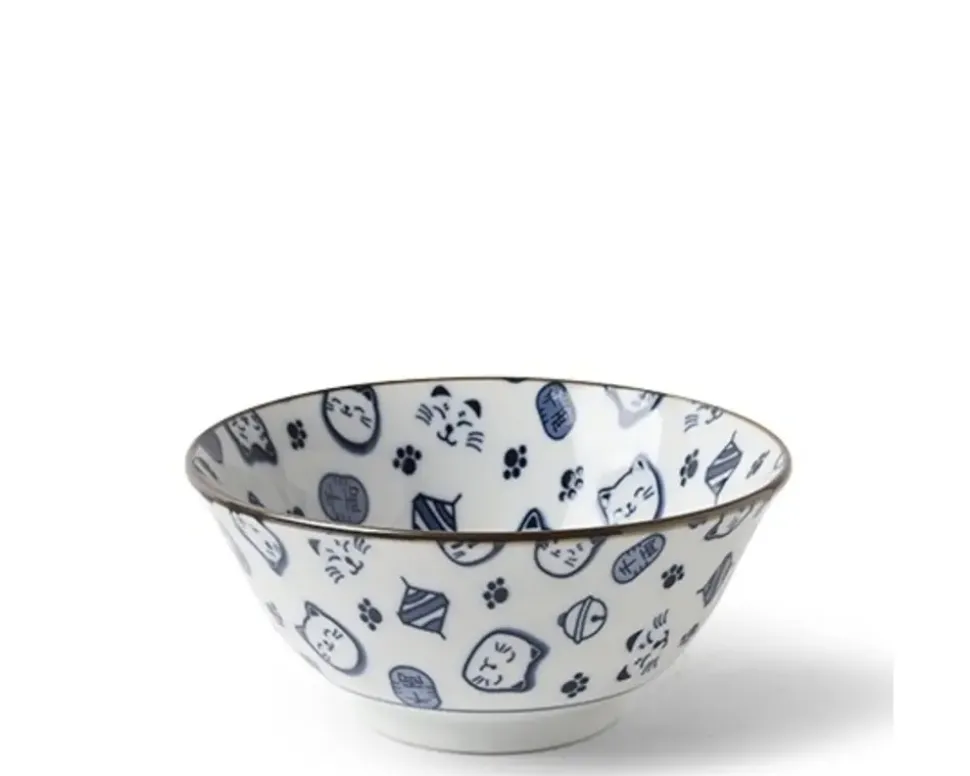 Maneki Neko Blue 5.75" Bowl