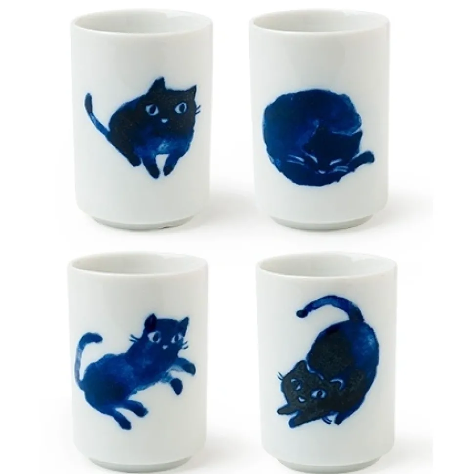 Midnight Blue Cat Cup Set
