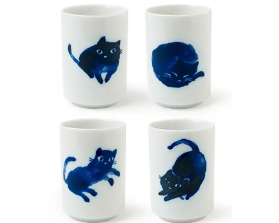 Midnight Blue Cat Cup Set