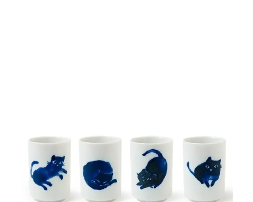 Midnight Blue Cat Cup Set
