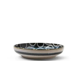 Rustic White Circles 7.75" Shallow Bowl