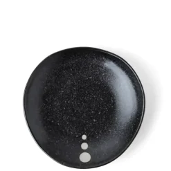 Satin Black White Dots Plate 5-1/4"