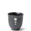 Satin Black White Dots Teacup