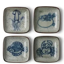 Sauce Dish 3.5" Sea Life Set/4