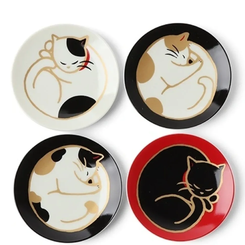 Sleepy Cat 3.5" Mini Plate Set/4