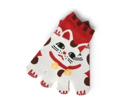 Tabi Socks - Maneki Neko Red