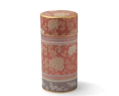 Tea Canister Brocade Peony Red