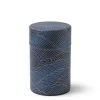 Tea Canister Indigo Gold Waves