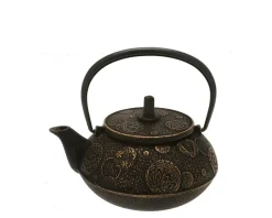 Teapot Cast Iron Gold Black Mari