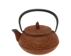 Teapot Cast Iron Gold Cranberry Pine Needles