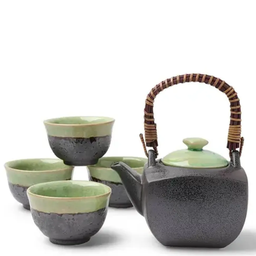 Tea Set Bronze/Jade Square