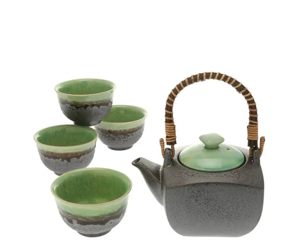 Tea Set Bronze/Jade Square