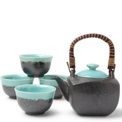 Tea Set Turquoise Sky Square