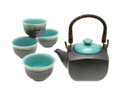 Tea Set Turquoise Sky Square